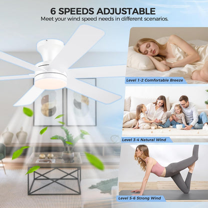 Ceiling Fans with Lights,46" Low Profile Ceiling Fan,Flush Mount 8891-Black 46 8891-White 46 8891-Brown 46