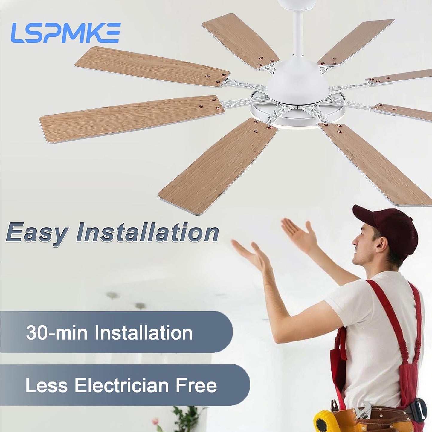Ceiling Fan With Light & Remote Indoor/Outdoor Use 60 Inch RGB Brown