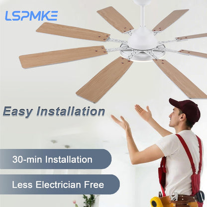 Ceiling Fan With Light & Remote Indoor/Outdoor Use 60 Inch RGB Brown