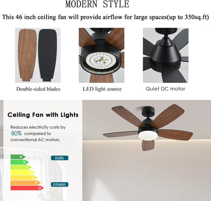 Ceiling Fans with Lights, Low Profile Indoor/Outdoor Use 42 Inch