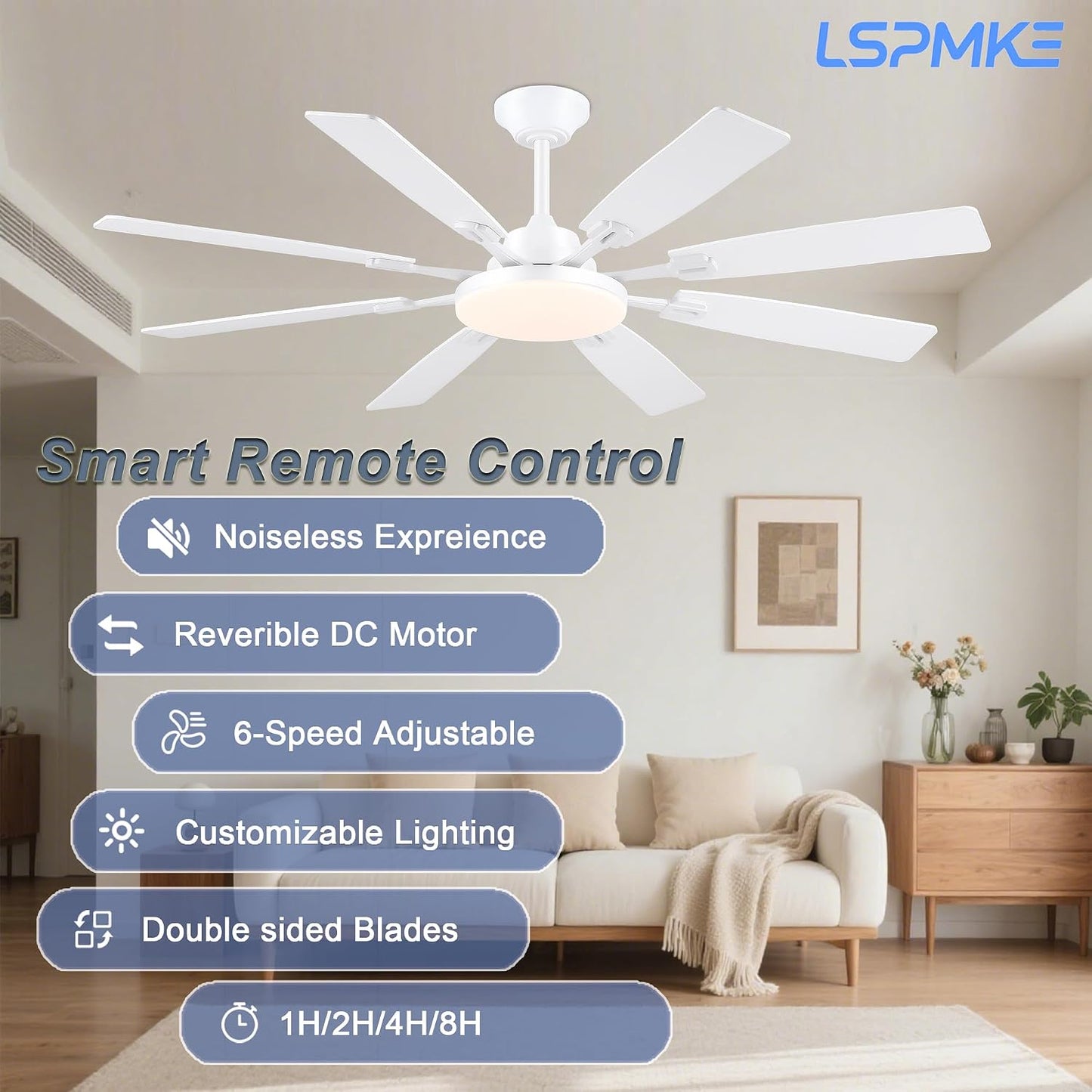 Ceiling Fan With Light & Remote Indoor/Outdoor Use 60 Inch RGB Brown