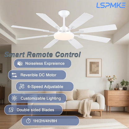 Ceiling Fan With Light & Remote Indoor/Outdoor Use 60 Inch RGB Brown
