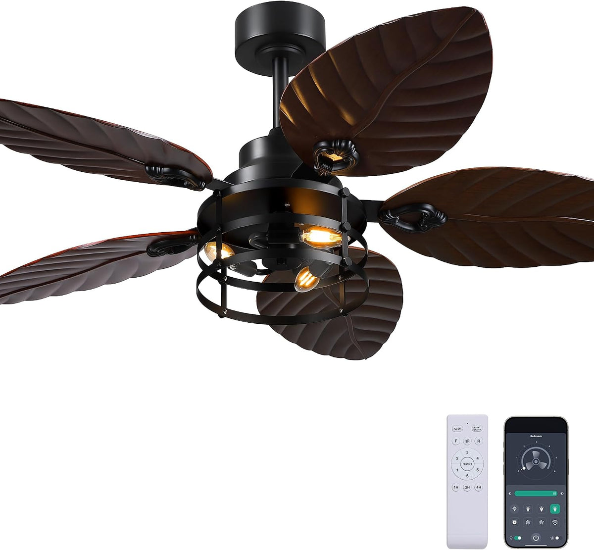 Ceiling Fans with Lights,Tropical Outdoor Palm Leaf Ceiling Fans