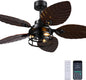 Ceiling Fans with Lights,Tropical Outdoor Palm Leaf Ceiling Fans