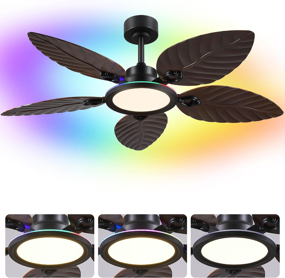 Ceiling Fans with Lights,Tropical Outdoor Palm Leaf Ceiling Fans