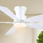 JSAITEE 52Inch Flush Mount Ceiling Fan with Lights Low Profile Brown
