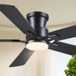 JSAITEE 52Inch Flush Mount Ceiling Fan with Lights Low Profile Brown