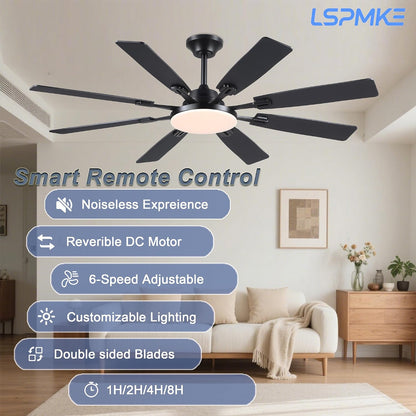 Ceiling Fan With Light & Remote Indoor/Outdoor Use 60 Inch RGB Brown