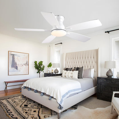 JSAITEE 46 Inch Low Profile Flush Mount Ceiling Fan with Lights, Black Brown WhiteJL-66-42-Brown JL-66-42-black JL-66-42-white