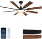 60" Ceiling Fan with Light - Modern White Low Profile Ceilings Fans Light Low Profile Fan with 8 Blades,6 Wind Speeds Reversible,Dimmable,Modern Light for Indoor Living Room,Kitchen,Coverd PatiosJL-153-Black-60In JL-153-White-60In JL-153-Brown-60In