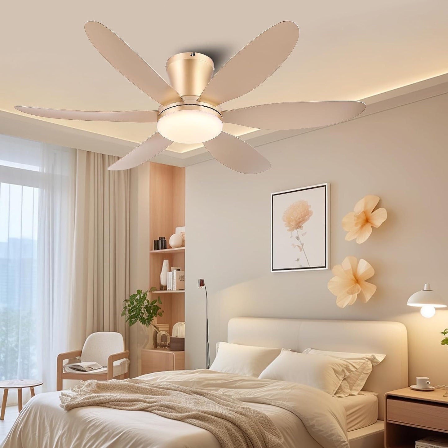 GJeg Ceiling Fans with Lights,42" Low Profile Ceiling Fan SY-89 Brown SY-89 Silver SY-89 Gold SY-89-White-42 SY-89-Black-42