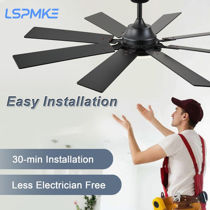 Ceiling Fan With Light & Remote Indoor/Outdoor Use 52 Inch Black White Brown Nickel LSP-100-Black LSP-100-White LSP-100-Brown LSP-100-Nickel