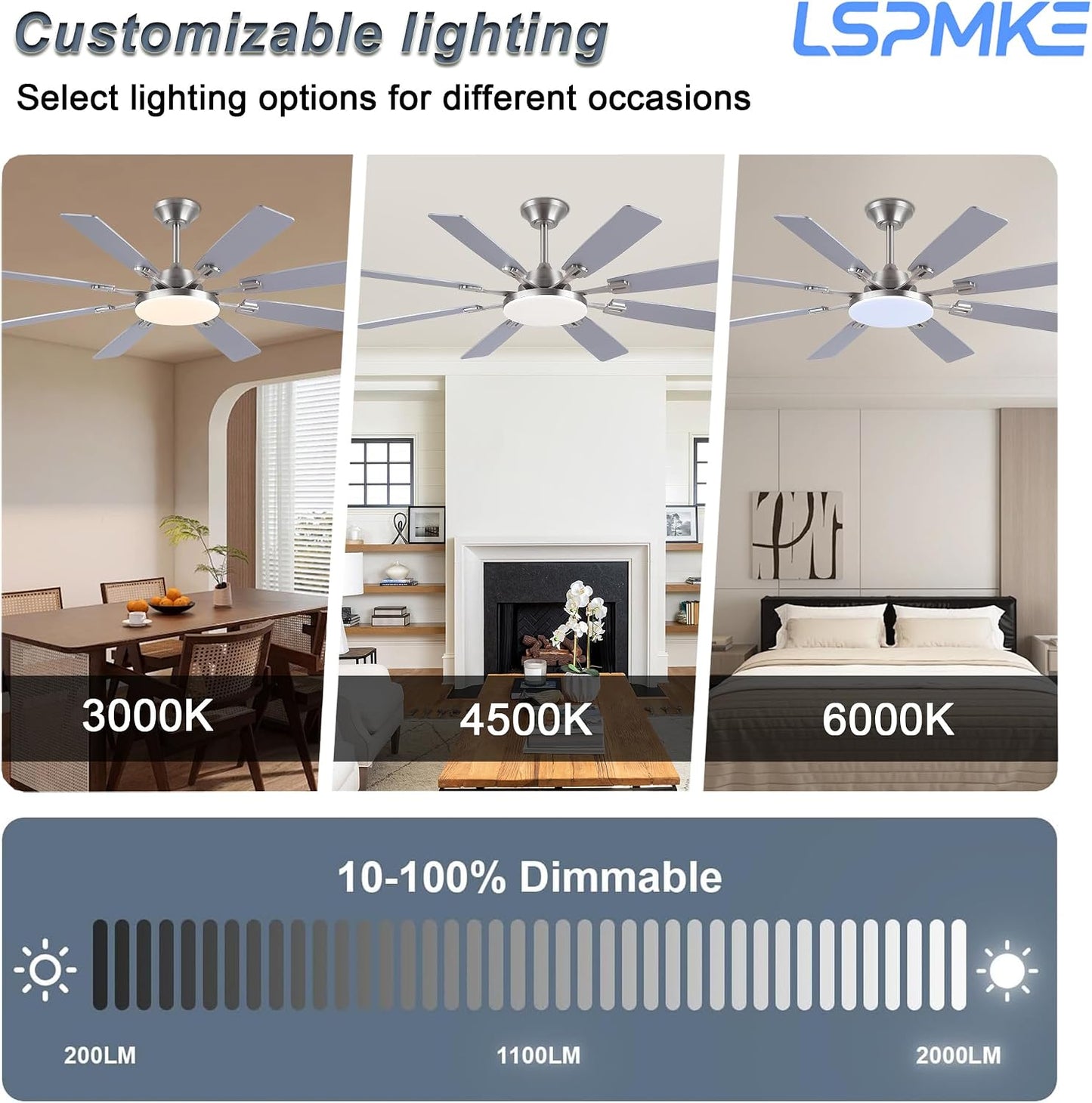 Ceiling Fan With Light & Remote Indoor/Outdoor Use 60 Inch RGB Brown