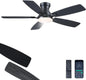 JSAITEE 46 Inch Low Profile Flush Mount Ceiling Fan with Lights, Black Brown WhiteJL-66-42-Brown JL-66-42-black JL-66-42-white