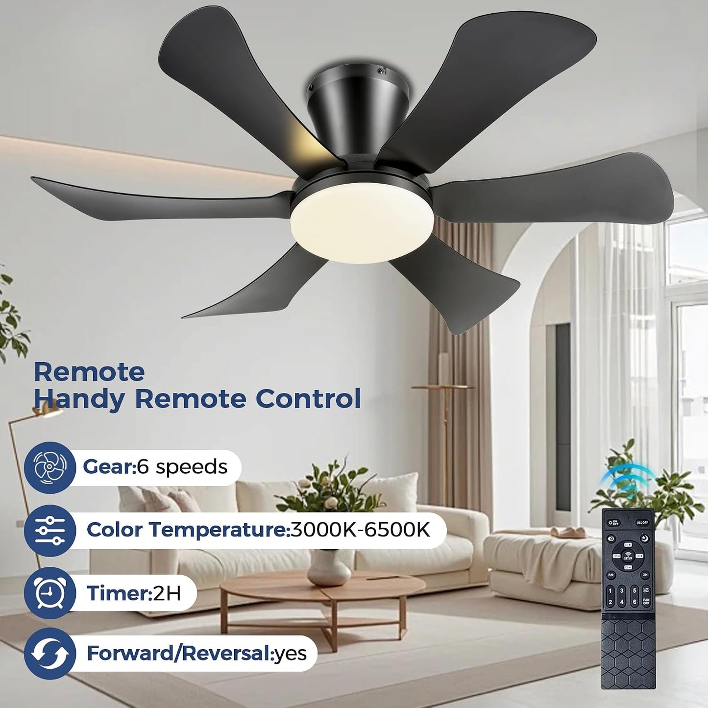 Ceiling Fans with Lights,42" Low Profile Ceiling Fan