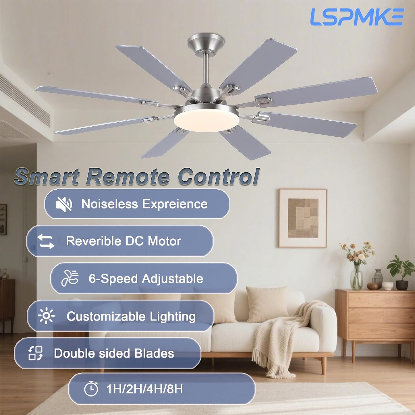 Ceiling Fan With Light & Remote Indoor/Outdoor Use 60 Inch RGB Brown