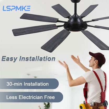 Ceiling Fan With Light & Remote Indoor/Outdoor Use 60 Inch RGB Brown