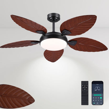 GJeg Tropical Ceiling Fans with Lights,52" Outdoor Palm Leaf Ceiling Fans 888-Black 52 888-White 52 888-Brown 52 888-Dark brown 52 888-Light brown 52