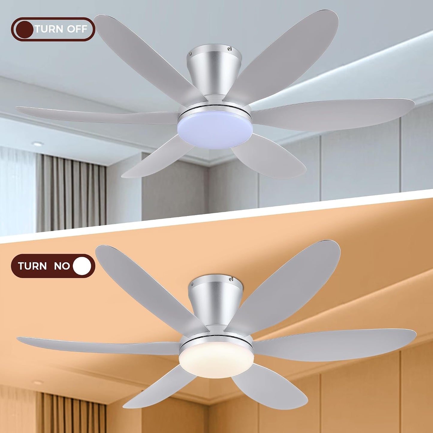 GJeg Ceiling Fans with Lights,42" Low Profile Ceiling Fan SY-89 Brown SY-89 Silver SY-89 Gold SY-89-White-42 SY-89-Black-42