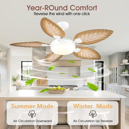 GJeg Tropical Ceiling Fans with Lights,52" Outdoor Palm Leaf Ceiling Fans 888-Black 52 888-White 52 888-Brown 52 888-Dark brown 52 888-Light brown 52