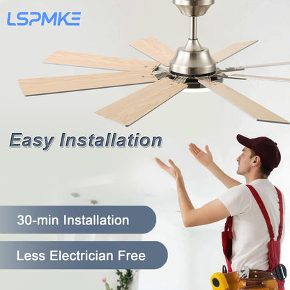 Ceiling Fan With Light & Remote Indoor/Outdoor Use 52 Inch Black White Brown Nickel LSP-100-Black LSP-100-White LSP-100-Brown LSP-100-Nickel