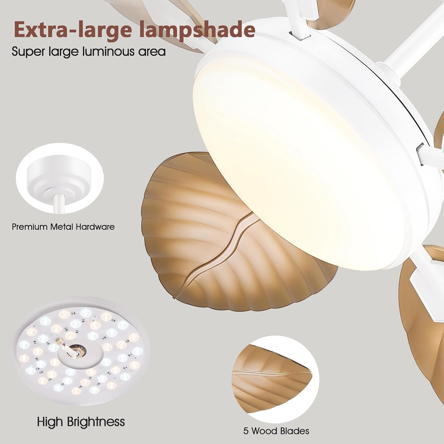GJeg Tropical Ceiling Fans with Lights,52" Outdoor Palm Leaf Ceiling Fans 888-Black 52 888-White 52 888-Brown 52 888-Dark brown 52 888-Light brown 52