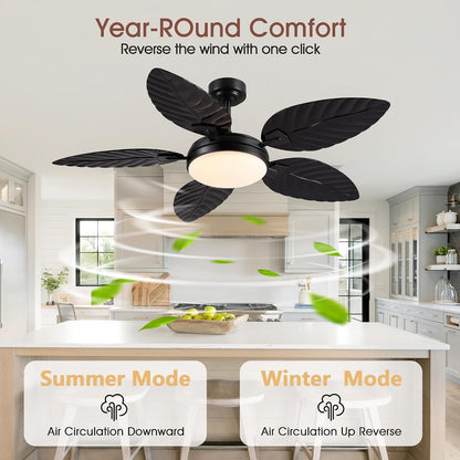GJeg Tropical Ceiling Fans with Lights,52" Outdoor Palm Leaf Ceiling Fans 888-Black 52 888-White 52 888-Brown 52 888-Dark brown 52 888-Light brown 52