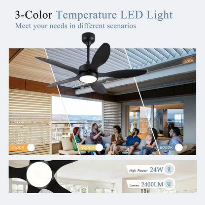 46 inch Waterproof Outdoor Ceiling Fan with Lights and Remote,IP65 Hanging Gazebo Fan with 3CCT 6-Speed DC Motor,Brown Wet Rated Plug in Ceiling Fan with Cord for Patios Porch Pergola LSP-36WP-Black LSP-36WP-White LSP-36WP-Brown