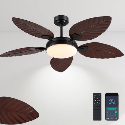GJeg Tropical Ceiling Fans with Lights,52" Outdoor Palm Leaf Ceiling Fans 888-Black 52 888-White 52 888-Brown 52 888-Dark brown 52 888-Light brown 52