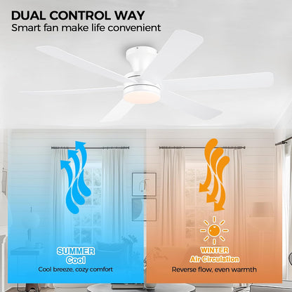 Ceiling Fans with Lights,46" Low Profile Ceiling Fan,Flush Mount 8891-Black 46 8891-White 46 8891-Brown 46