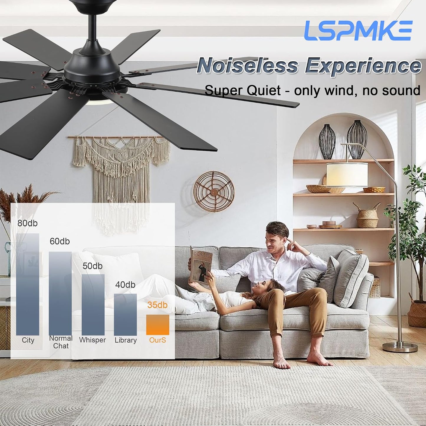 Ceiling Fan With Light & Remote Indoor/Outdoor Use 52 Inch Black White Brown Nickel LSP-100-Black LSP-100-White LSP-100-Brown LSP-100-Nickel