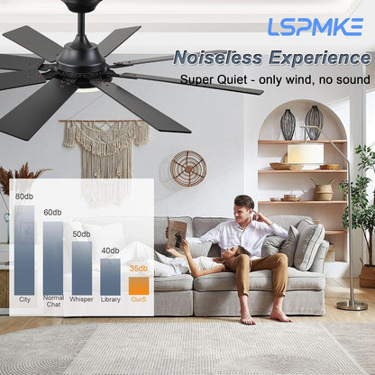 Ceiling Fan With Light & Remote Indoor/Outdoor Use 52 Inch Black White Brown Nickel LSP-100-Black LSP-100-White LSP-100-Brown LSP-100-Nickel