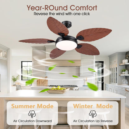 GJeg Tropical Ceiling Fans with Lights,52" Outdoor Palm Leaf Ceiling Fans 888-Black 52 888-White 52 888-Brown 52 888-Dark brown 52 888-Light brown 52