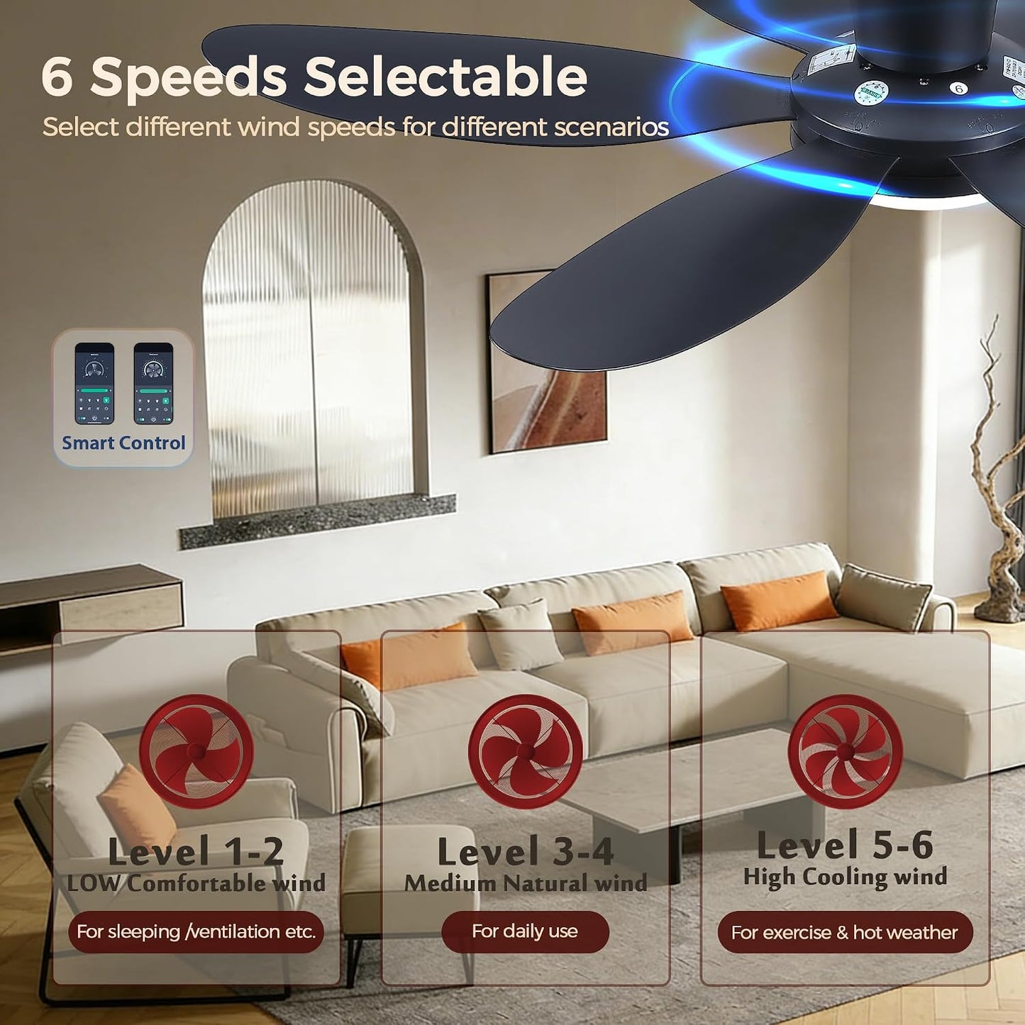 GJeg Ceiling Fans with Lights,42" Low Profile Ceiling Fan SY-89 Brown SY-89 Silver SY-89 Gold SY-89-White-42 SY-89-Black-42
