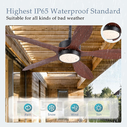 46 inch Waterproof Outdoor Ceiling Fan with Lights and Remote,IP65 Hanging Gazebo Fan with 3CCT 6-Speed DC Motor,Brown Wet Rated Plug in Ceiling Fan with Cord for Patios Porch Pergola LSP-36WP-Black LSP-36WP-White LSP-36WP-Brown