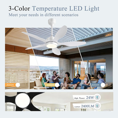 46 inch Waterproof Outdoor Ceiling Fan with Lights and Remote,IP65 Hanging Gazebo Fan with 3CCT 6-Speed DC Motor,Brown Wet Rated Plug in Ceiling Fan with Cord for Patios Porch Pergola LSP-36WP-Black LSP-36WP-White LSP-36WP-Brown