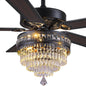 Crystal Ceiling Fan Fandelier with Lights - Retro Outdoor Fans (52" ) 5888 5888-Silver 52 5888-Gold 52