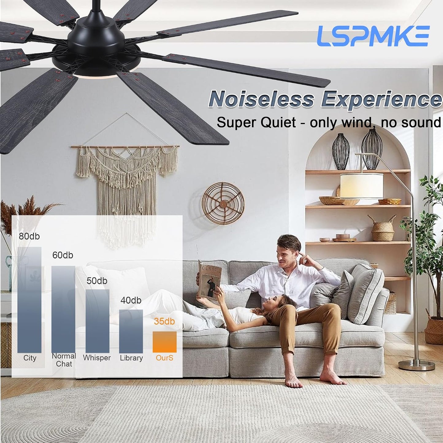 Ceiling Fan With Light & Remote Indoor/Outdoor Use 60 Inch RGB Brown