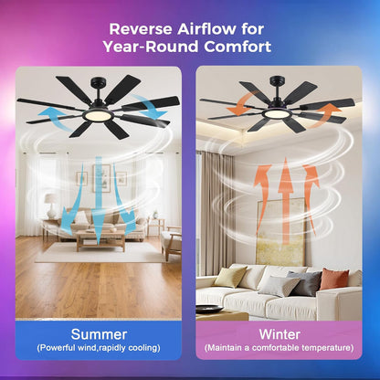 Ceiling Fan With Light & Remote Indoor/Outdoor Use 60 Inch RGB Brown