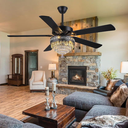 Crystal Ceiling Fan Fandelier with Lights-Outdoor Ceiling Fans (62" ) (72" )