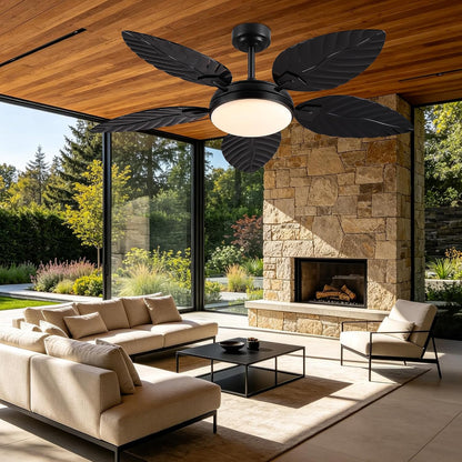 GJeg Tropical Ceiling Fans with Lights,52" Outdoor Palm Leaf Ceiling Fans 888-Black 52 888-White 52 888-Brown 52 888-Dark brown 52 888-Light brown 52