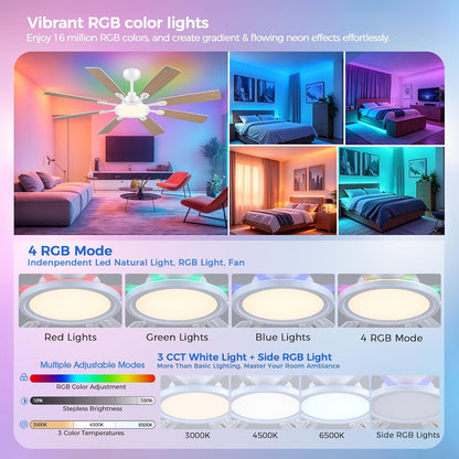 Ceiling Fan With Light & Remote Indoor/Outdoor Use 60 Inch RGB Brown