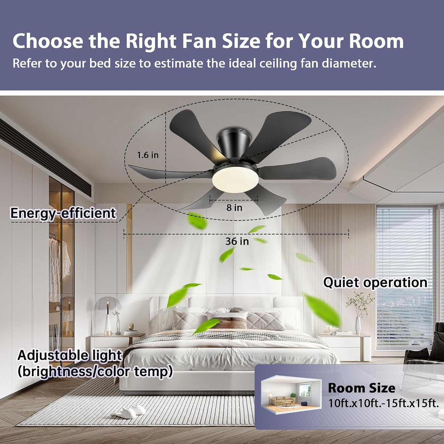 Ceiling Fans with Lights,42" Low Profile Ceiling Fan