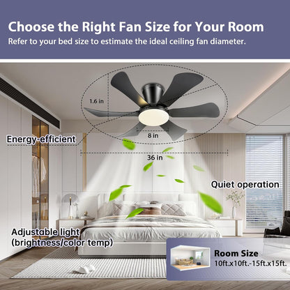 Ceiling Fans with Lights,42" Low Profile Ceiling Fan