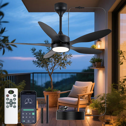 46 inch Waterproof Outdoor Ceiling Fan with Lights and Remote,IP65 Hanging Gazebo Fan with 3CCT 6-Speed DC Motor,Brown Wet Rated Plug in Ceiling Fan with Cord for Patios Porch Pergola LSP-36WP-Black LSP-36WP-White LSP-36WP-Brown