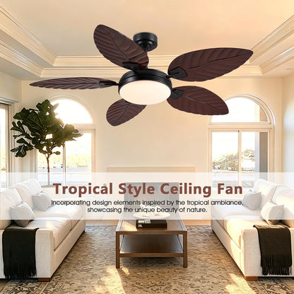 GJeg Tropical Ceiling Fans with Lights,52" Outdoor Palm Leaf Ceiling Fans 888-Black 52 888-White 52 888-Brown 52 888-Dark brown 52 888-Light brown 52