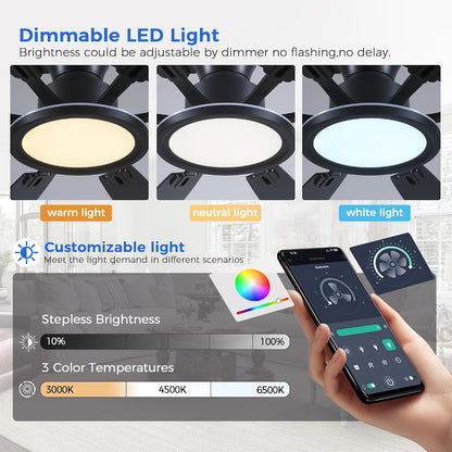 Ceiling Fans with Lights -60in Brown Flush Mount Ceiling Fan with RGB SY8888-Black-RGB SY8888-White-RGB SY8888-Brown-RGB
