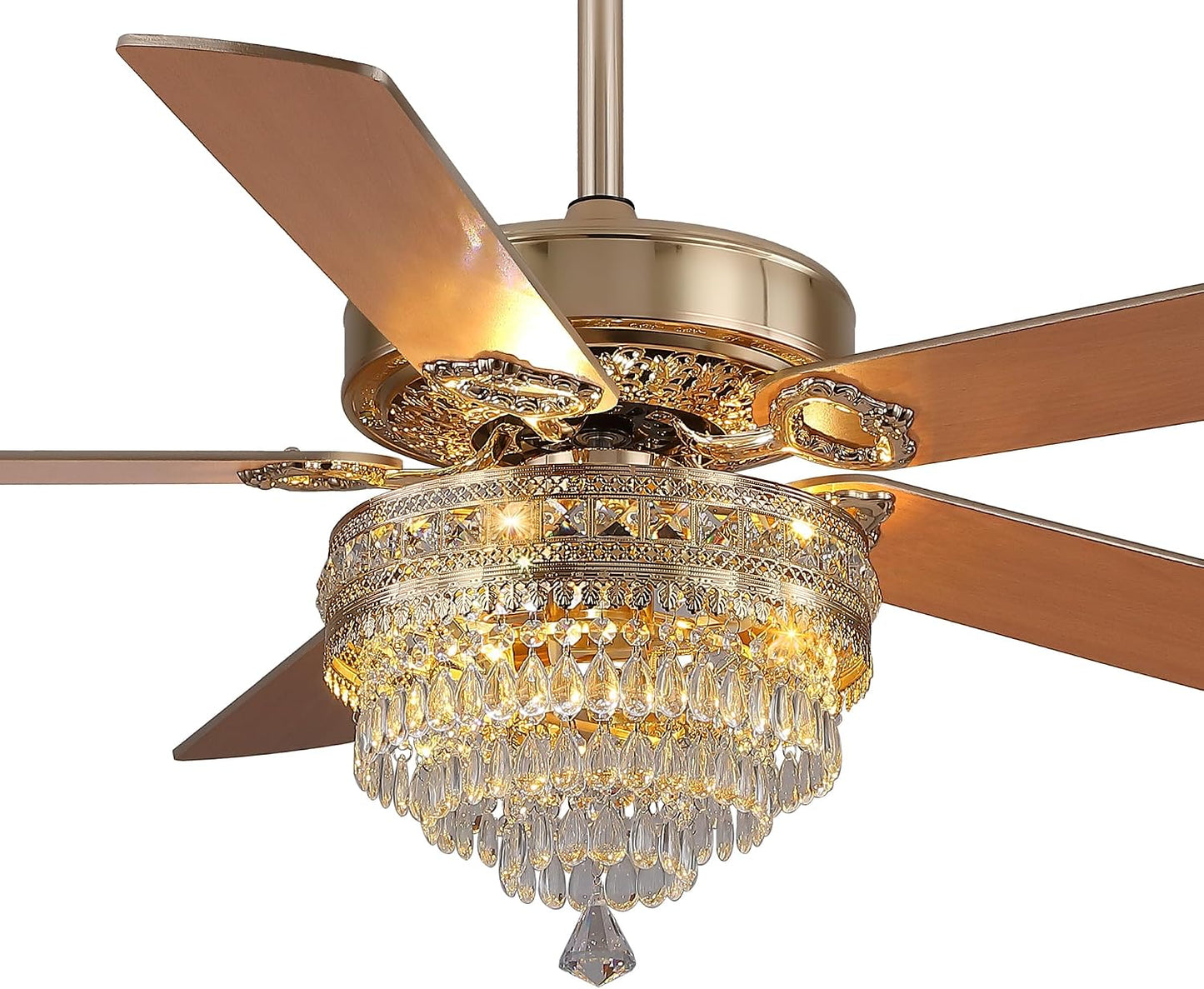 Crystal Ceiling Fan Fandelier with Lights - Retro Outdoor Fans (52" ) 5888 5888-Silver 52 5888-Gold 52