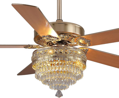 Crystal Ceiling Fan Fandelier with Lights - Retro Outdoor Fans (52" ) 5888 5888-Silver 52 5888-Gold 52
