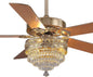 Crystal Ceiling Fan Fandelier with Lights - Retro Outdoor Fans (52" ) 5888 5888-Silver 52 5888-Gold 52